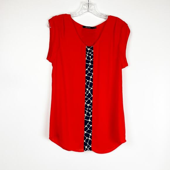 41Hawthorn Sleeveless Blouse Red With Navy Stripe Lightweight Womens Size Small - Picture 3 of 11